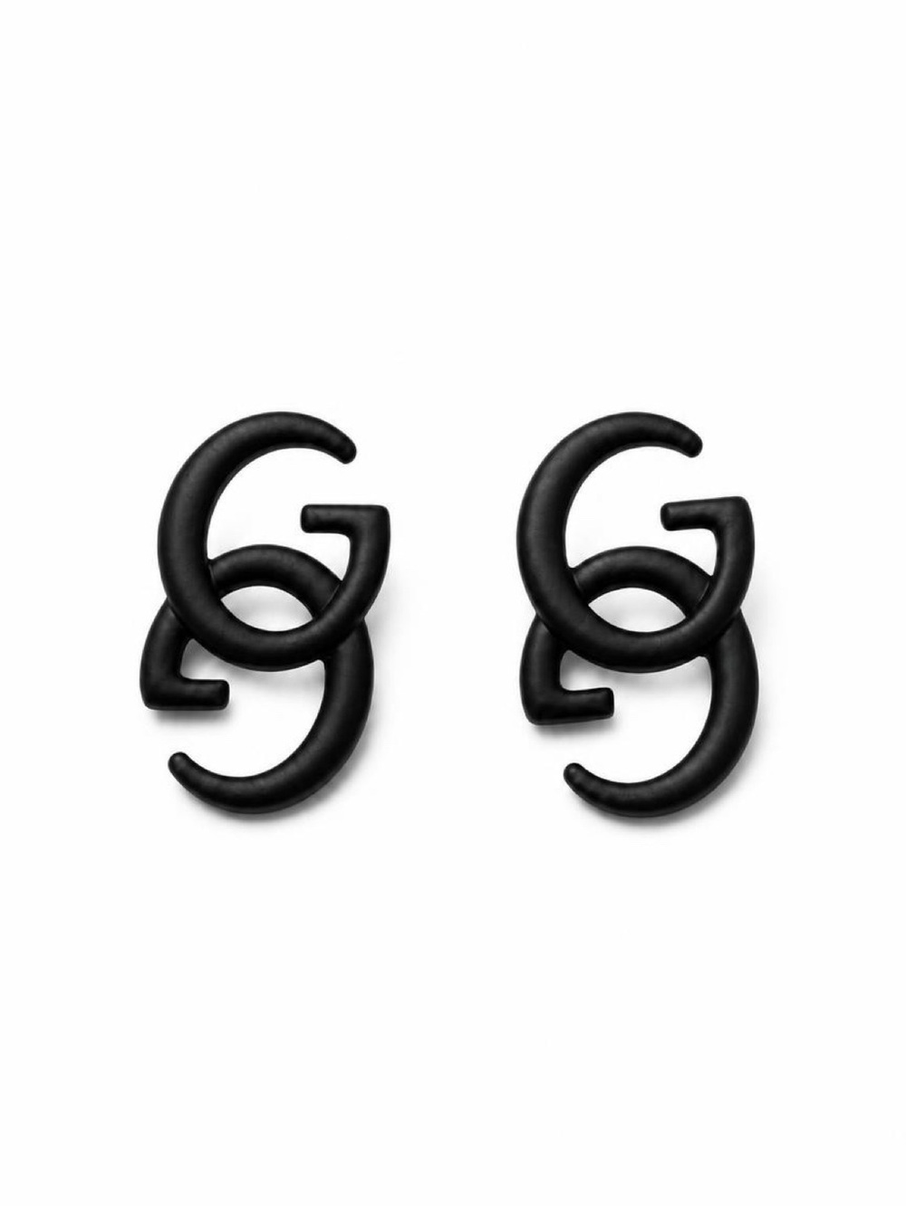 Matte Black Interlocking GG Earrings